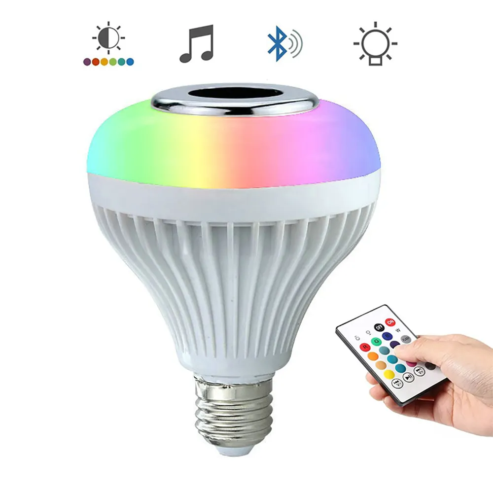 Amazon Hot Sele RGB Smart Music Led Light Bulb Dimmable Speaker Lamp with Remote Control