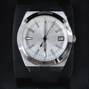 Business Sports Style Mechanical Watch Silver Dial Black Silicone Band Fashion Trendy Men's Watch - Product Image 1