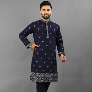 ชุด Kurta ผ้าฝ้ายของผู้ชายคุณภาพพรีเมี่ยมสไตล์ดั้งเดิมออกแบบได้ตามต้องการสำหรับเทศกาลเสื้อผ้าอินเดียแบบคลาสสิก - Product Image 1