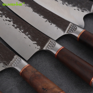 SUNSHINE professionale coltello da cucina Set legno ebano manico in acciaio inox carne grande coltello forgiato Chef macellaio con guaina in pelle - Product Image 6