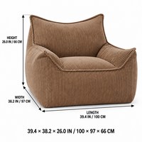 Housse de pouf en velours côtelé avec option d'insertion de mousse déchiquetée, housse de siège relaxant à volume de fret réduit pour salon