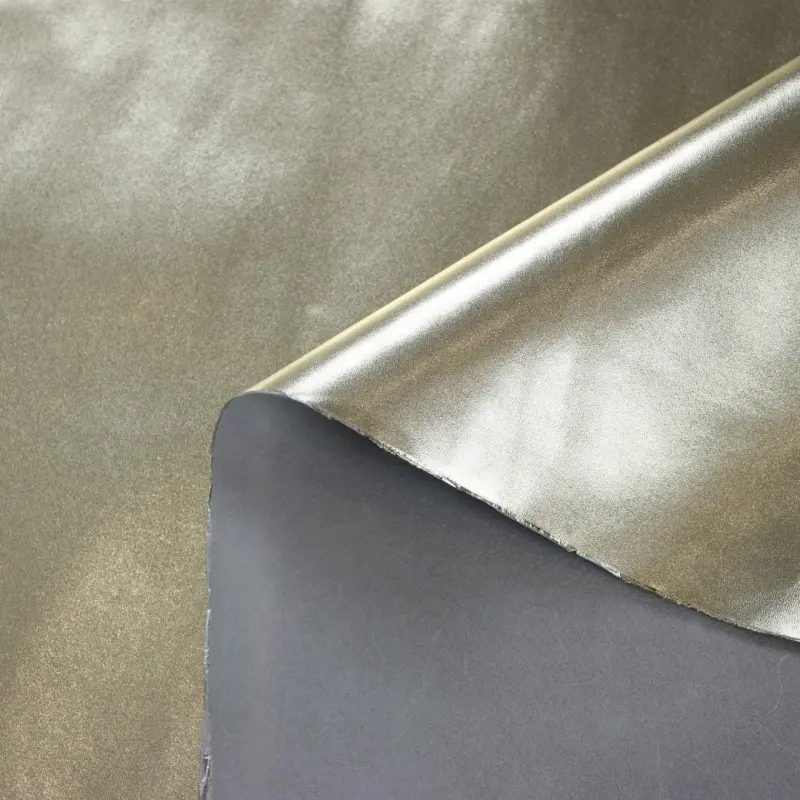 Gouden Lederen Afwerking Met Metallic Look Nappa Echt Lederen Huid