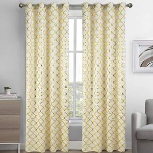 Rideaux occultants en velours doré à motifs géométriques pour fenêtre Bindi, à œillets, pour <span class=keywords><strong>salon</strong></span>, maison - Product Image 1