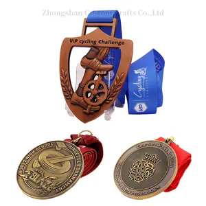 Cheap Entertainment Medals Blank Medal Medallion Basketball 3D Double Color Silver Gold Plated Zinc Alloy Ribbon Custom Metal