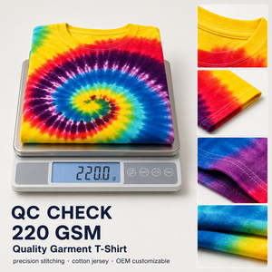 <span class=keywords><strong>Camiseta</strong></span> Tie Dye Personalizada con Certificación GOTS y OEKO-TEX, 220 g/m², Algodón, para Festivales, Fabricante de Ropa Urbana con Marca Privada OEM - Product Image 5