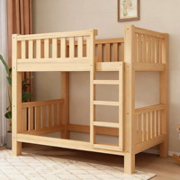 Lit superposé en bois massif épaissi à double couche avec rangement et design pliable pour petits appartements/dormitoires