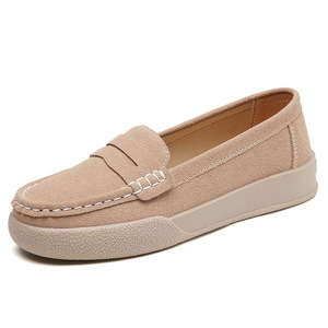 2025 nuevo otoño sólido poco profundo Casual zapatos planos de abuela versátil estilo británico pequeño cuero cómodo mocasines de mujer Slip-On - Product Image 6