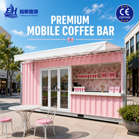 Kiosque mobile préfabriqué en acier rose de 20 pieds, bar à café, design moderne, kiosque extérieur, boutique pop-up pour centre commercial