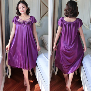 Vestido Sexy de noche de verano para mujer, lencería holgada de encaje de seda helada suave, ropa de dormir, camisones elegantes de satén para mujer - Product Image 2