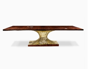 Juego de Comedor de Estilo Europeo de Lujo con Cubierta de Madera Premium y Patas de Metal Dorado para Apartamento, Banquete, Muebles para el Hogar - Product Image 1