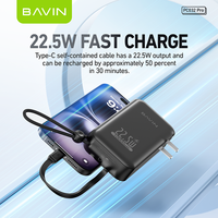 BAVIN PC032 Pro Y 22.5w 10000mah Plug Eu Us Li-Polymer Batterie Power Bank Avec I Phone Type Câble