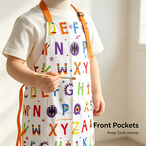 SHN Alphabet Kinder-Lätzchen Kochmütze Mädchen Jungen Polyester Netzgewebe Tasche Verstellbarer Nackenriemen Monster Cartoon Design Kochen - Product Image 5