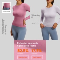 Haut de yoga à col rond pour femme, coupe ajustée, manches longues, extensible, vêtements de sport pour la course et le fitness, fournisseur