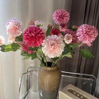 CM-TH700 de bonne qualité 3 têtes rose vif Dahlia fleur artificielle pour la décoration de mariage
