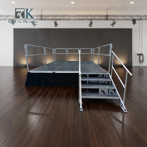 Complete <b>Stage</b> <b>Platform</b> with Guardrails & Skirts Aluminum Adjustable <b>Stage</b> - Product Image 2