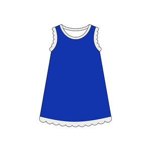 Vestido de verano para niña GSD4052, rosa intenso con estampado de vieiras, sin mangas, transpirable, hasta la rodilla, venta al por mayor para niños - Product Image 2