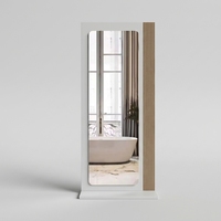 ECOLIVING Miroir sur pied Art Déco en métal, pleine longueur, 4 mm d'épaisseur, cadre noir arqué, éclairé, pliable, portable, incassable, pour mariage