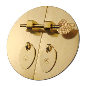 Antique Chinese Style <b>Furniture</b> Pull Rings Pure Copper Bookcase & Wardrobe Top Cabinet Doors with Plain <b>Lock</b> Noses Handles - Product Image 2