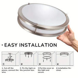 Hiện đại LED kép Vòng trần ánh sáng 3000-6500K có thể điều chỉnh nhiệt độ màu cơ sở thép không gỉ IP44 cho phòng ngủ bề mặt gắn kết - Product Image 3