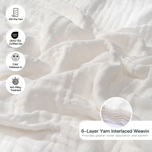 Manta de Muselina Multicapa con Etiquetas Personalizadas, Algodón Orgánico Sólido Blanco de 47*47 Pulgadas, Manta <span class=keywords><strong>para</strong></span> Bebé, Manta Súper Suave <span class=keywords><strong>para</strong></span> Cama - Product Image 4