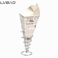 Cono de Papel Recubierto Ecológico, Materiales Reciclados para Pollo Frito, Pizza, Papas Fritas