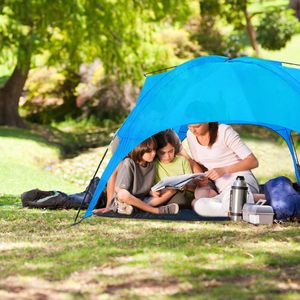 Auvent de camping en polyester avec cadre en fibre de verre, pliable, monocouche, grande tente de plage imperméable pour l'été, résistante au vent - Product Image 5