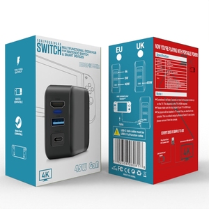 Base de carga multifunción 2 en 1 de 45W, adaptador de CA, conector USB tipo C, convertidor de concentrador de TV para consola de juegos Nintendos Switch - Product Image 5