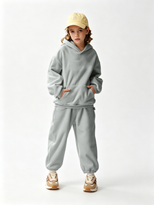 <span class=keywords><strong>Sweat</strong></span>-shirt à capuche pour enfants de haute qualité, couleur unie, style décontracté, en sherpa, laine d'automne, cachemire, ensemble de vêtements de sport pour enfants, vente en gros - Product Image 3