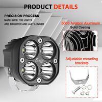 Luces de Trabajo LED Cuadradas de 3 Pulgadas y 60W para Auto, Motocicleta, Faro Delantero de Doble Haz, 12V 24V, Lámpara Antiniebla Todoterreno, Accesorios para Lada
