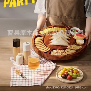 Bandeja Redonda Giratoria de Madera de Acacia para Quesos, Aperitivos, Frutas y Galletas, con Compartimentos, para Uso Doméstico - Product Image 3