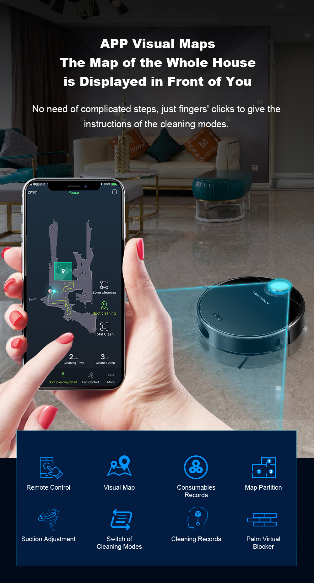 LIECTROUX — aspirateur robot intelligent ZK901, meilleur appareil à aspiration