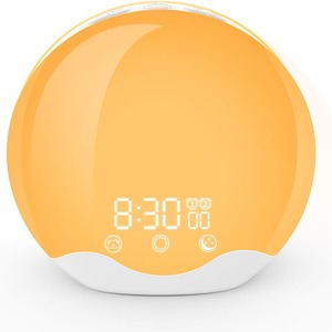 Sunrise Wake Up <b>Light</b> Led Alarm Clock Round Touch Control <b>Sleep</b> Night <b>Light</b> Bedroom Table Lamp With Seven Color Ambient Lighting - Product Image 1