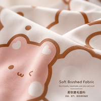 Ensemble de literie en microfibre brossée 100% polyester, classe A, housse de couette réversible avec motif d'ours mignon, ensemble de 4 pièces