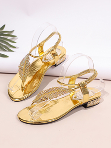 Sandali Donna con <span class=keywords><strong>Tacco</strong></span> Alto Dorati alla Moda, Punta Affusolata, Cinturino con Fibbia e Cristalli, Ideali per Feste - Product Image 5