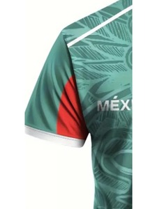 Camiseta Deportiva Transpirable con Estampado Verde y Rojo de Manga Corta para Hombre, Camiseta de la Selección Nacional de Fútbol de México, Cuello Redondo - Product Image 4