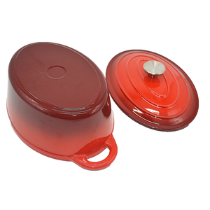 Casseroles de cuisine en <span class=keywords><strong>fonte</strong></span> émail, accessoire de rôtissoire à forme ovale et rouge, avec couvercle, nouveaux modèles de 4,5qt - Product Image 6