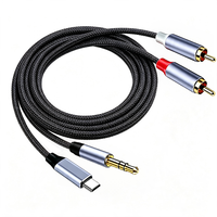 Vente directe d'usine, câble audio USB C 3,5 mm vers 2 RCA, noyau en cuivre, câble audio personnalisé plaqué or, double blindage, pour ordinateur
