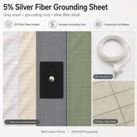 Drap de mise à la terre vert en coton biologique premium avec 5 % de fibres d'argent, drap conducteur pour un meilleur sommeil et un meilleur soutien à la récupération