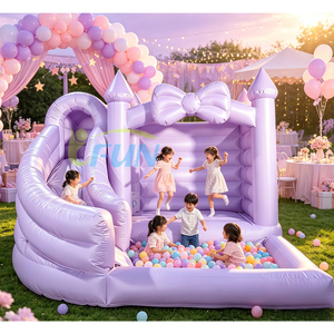 Château gonflable de luxe pastel avec toboggan et piscine à balles, combo Macaron, château <span class=keywords><strong>sauteur</strong></span> avec arche pour fêtes d'enfants et événements - Product Image 2