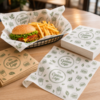 Papier de protection pour panier à nourriture, résistant à la graisse, avec logo personnalisé imprimé, pour les restaurants, les cafés et les buralis