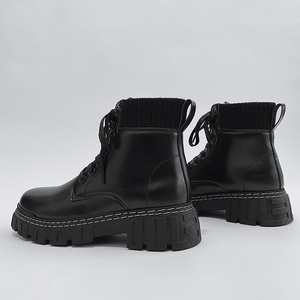 2025 nouvelles chaussures en cuir PU brillant hommes <span class=keywords><strong>Style</strong></span> britannique <span class=keywords><strong>moto</strong></span> plate-forme bottes de randonnée - Product Image 6