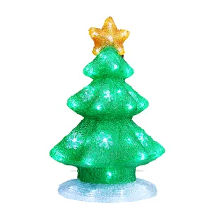 40L白色发光二极管亚克力3D树雕像圣诞节日照明圣诞装饰