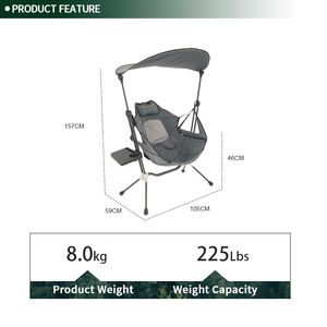 ערסל רוקן חופשי בסגנון מחנאות כיסא מתקפל עם כיסא מתנדנד עם מחזיק גביע חופה ושולחן צד - Product Image 6