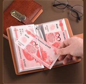 XIER A6 Organiseur de budget transparent à couverture rigide, portefeuille extensible, 50 feuilles de pages PP, album en similicuir avec fermeture à cadenas, dossier UV - Product Image 4