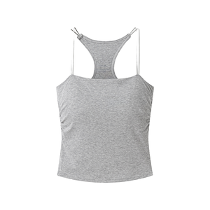 Top de Verano Nuevo Estilo Vintage sin Cuello, Ajustado, Transpirable, de Secado Rápido, de Spandex y Algodón, sin Mangas para Mujer - Product Image 1