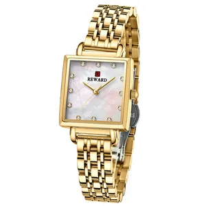 Belohnung Reloj Mujer Damen uhr Square Gold Uhr für Frauen Benutzer definiertes Logo Wasserdichte Luxus Damen Quarzuhren