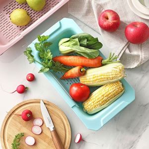 Cesta coladora plegable de plástico PP para lavar frutas sobre el fregadero, cesta de drenaje para cocina - Product Image 6