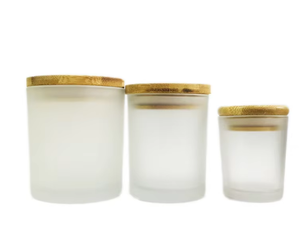 Frasco de Vidrio Transparente Esmerilado para Velas de 125 ml, 215 ml, 315 ml con Tapa de Madera de Bambú, Entrega Rápida - Product Image 3