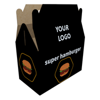 Nouvelle conception écologique, boîte à poulet frit pliable en carton imprimé, boîte à burger en kraft, boîte à sandwich, boîte à hamburger, personnalisable, recyclable