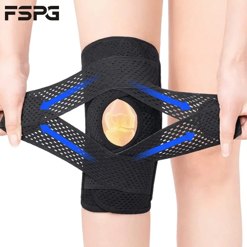 FSPG Knee Brace With Side Stabilizers Relieve Meniscal Tear Knee Brace Pain Breathable Adjustable Knee Support Injuries Recovery